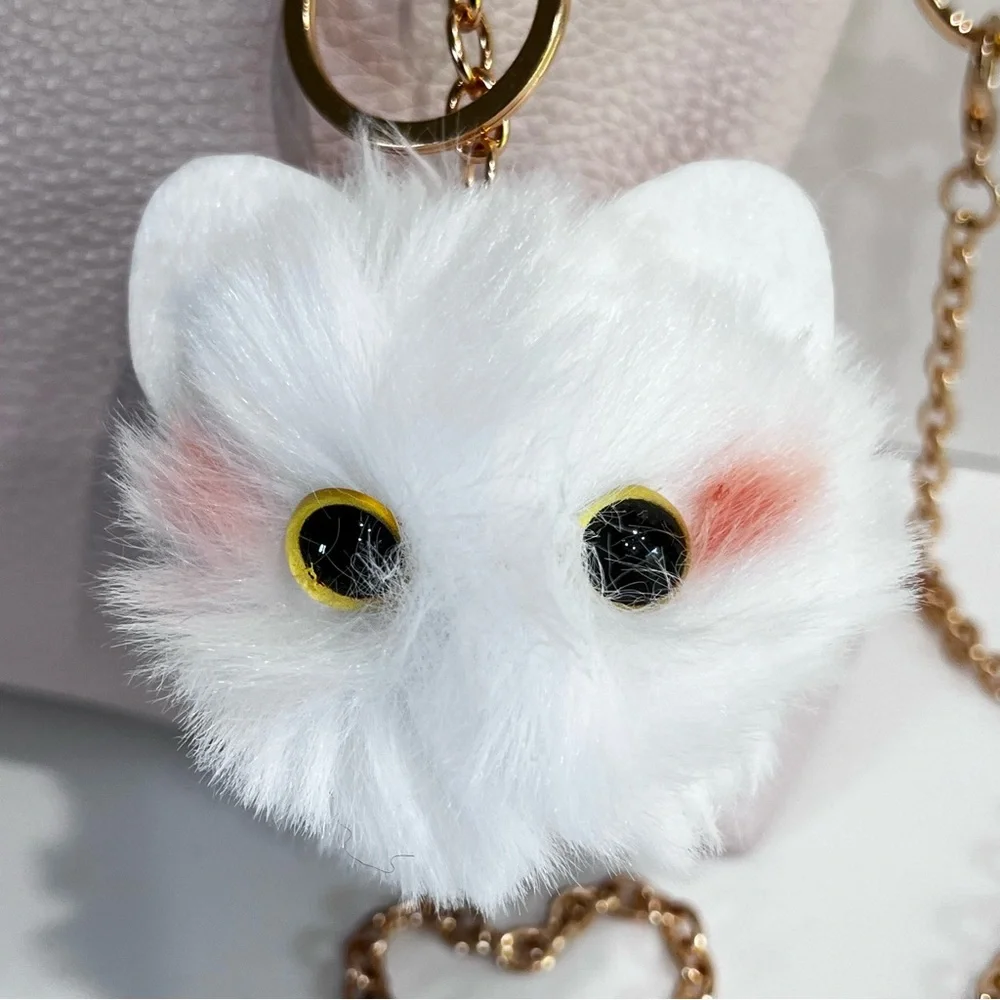 White and Pink Cat 🐈 Bag Charm Keychain Accessory